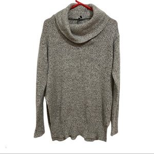 Long Chunky Grey Turtle Neck Sweater - Medium